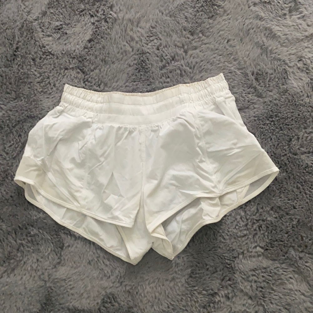 White lululemon hotty hot shorts.